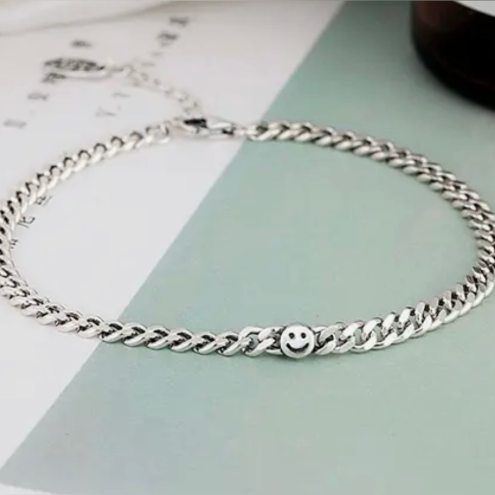 Sterling Silver 6.5” Smiley Bracelet - Picture 4 of 4